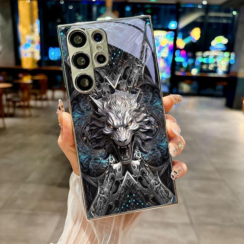 Чехол-крышка из стекла Dark Fantasy Wolf Silver для Samsung A30s A31 A32 A34 A36 A37 A50 A51 A52 A53 A54 A55 A56 A57 A71 A72 A73