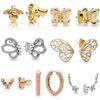 Серьги из стерлингового серебра 925 пробы, 7 стилей, серьги из розового золота, серьги с кристаллами пчелы, бабочки и льва для женщин, модные украшения