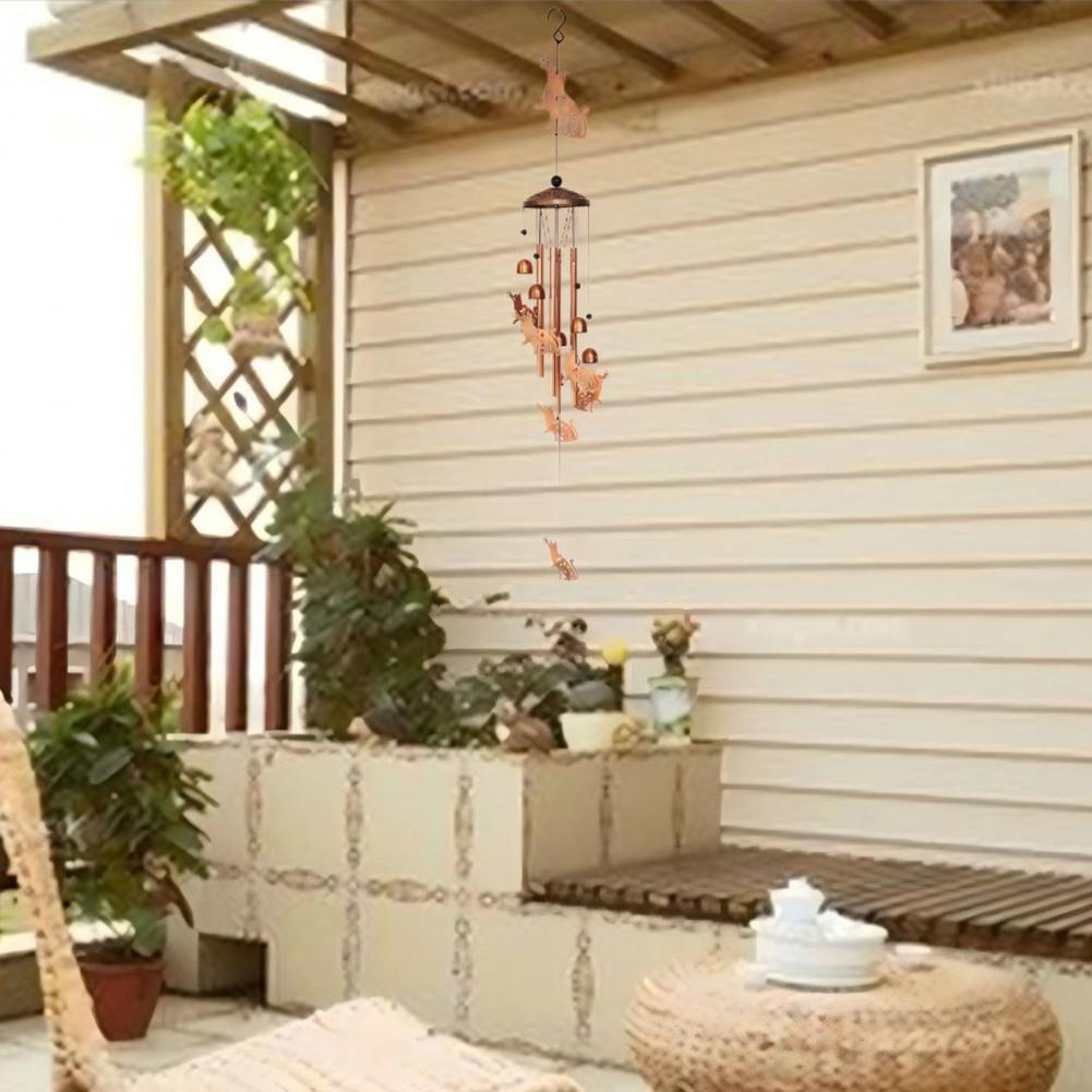 Indoor Wind Chime Vintage Wind Chime with 4 Metal Tubes S-shaped Hook for Garden Patio Outdoor Decor Rooster Dog Cat Bell