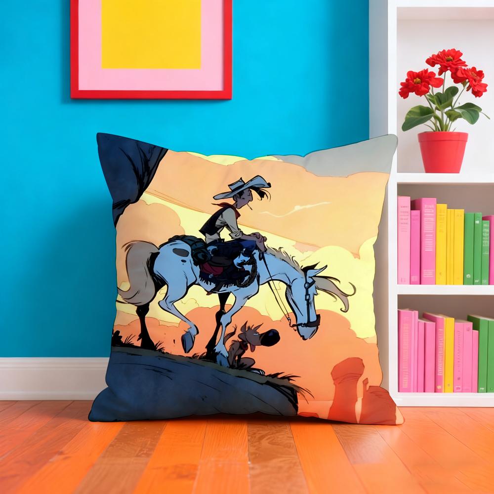 Llucky Luke Animation Film Pillow Case Cushion Cover Soft EasyWash Pillow Case Versatile For Couch Bed Travel And Office