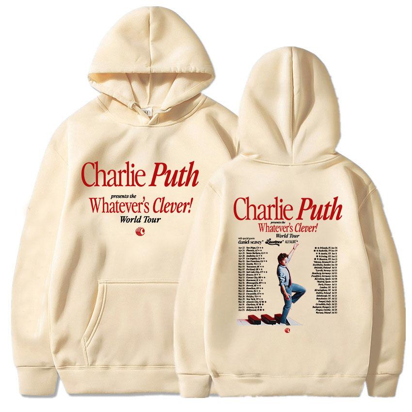 Charlie Puth Whatever's Clever! World Tour 2026 Hoodies Long Sleeve Male Hooded Sweatshirt Casual Design Graphic Pullovers