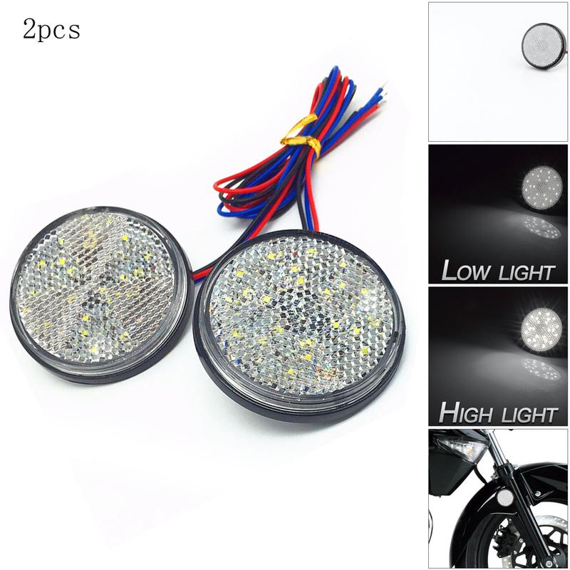 1Pics12V Round Motorcycle Tail Lights Rear Bumper Reflector LED Motor External Light Brake Stop Marker Lamp For Car Motor Truck