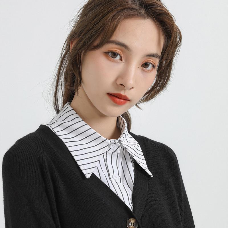 Полосатая рубашка Съемные воротники для женщин Белая блузка с лацканами Топы Дамское ожерелье с лацканами Накладной воротник Декоративная одежда