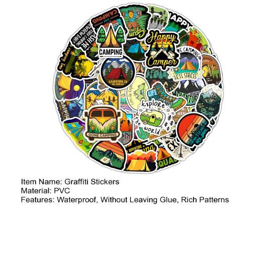 50 шт., наклейки в стиле граффити, водонепроницаемые, многоразовые, украшают ПВХ, бутылку с водой для багажа, уличные наклейки для кемпинга, для скрапбукинга