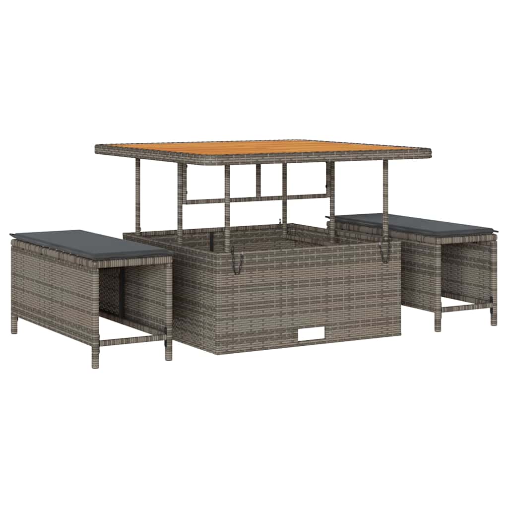 9 Piece Grey Garden Sofa Set with Cushions