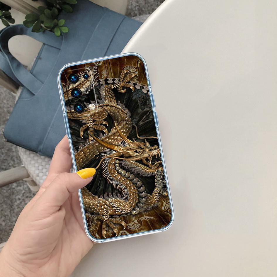 CJ28 Chinese Dragon Soft Shell Transparent Phone Case for Motorola Moto G7 G8 G9 G84 G85 G73 G24 G15 Z2 Play Power Plus