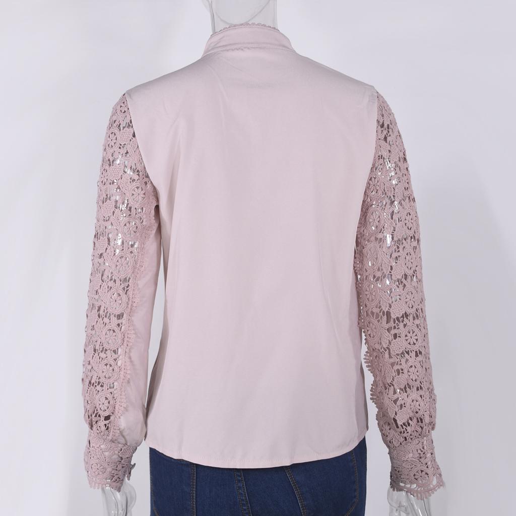 Spring and Autumn Fashion Lace Long Sleeve Hollow Women's Blouses & Shirts