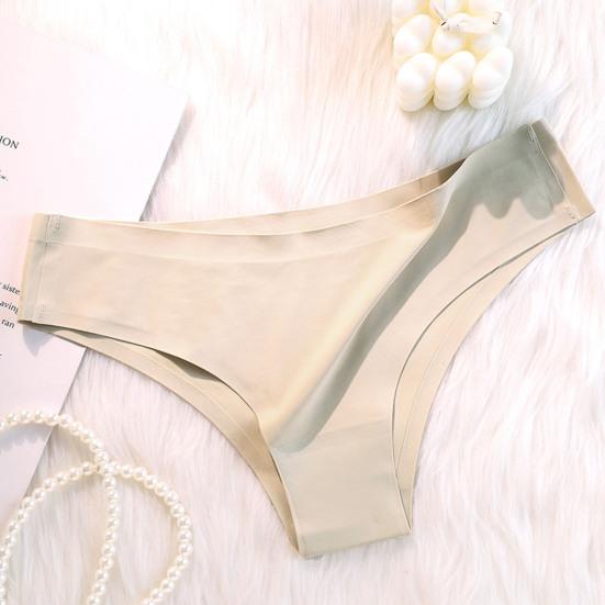 Women Panties Seamless Mid Waist Ice Silk Good Breathability Solid Color Slim Fit Thin Quick Dry Casual Sport Underpants Lady Briefs