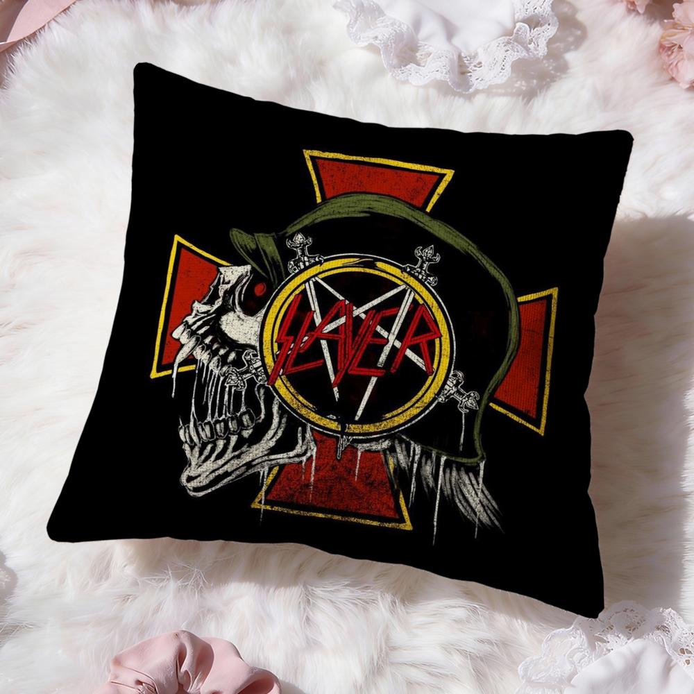 Подушка с чехлом для группы Heavy Metal S-Slayer Премиум-комфорт Двусторонний чехол для подушки - Дизайн «Два в одном» для любой комнаты и салона автомобиля