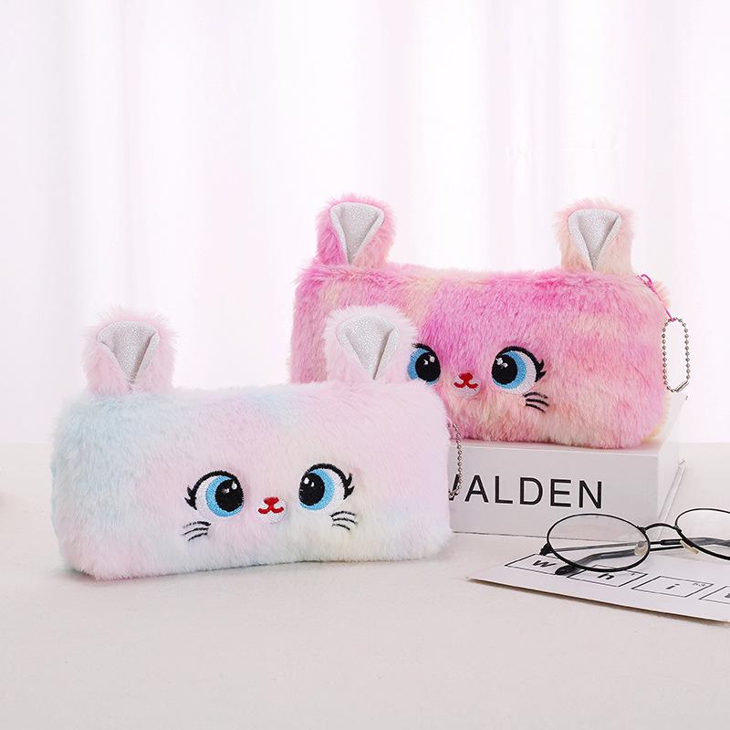 Adorable Kitten Plush Pencil Bag with Large Capacity – Girlish Heart Pencil Case