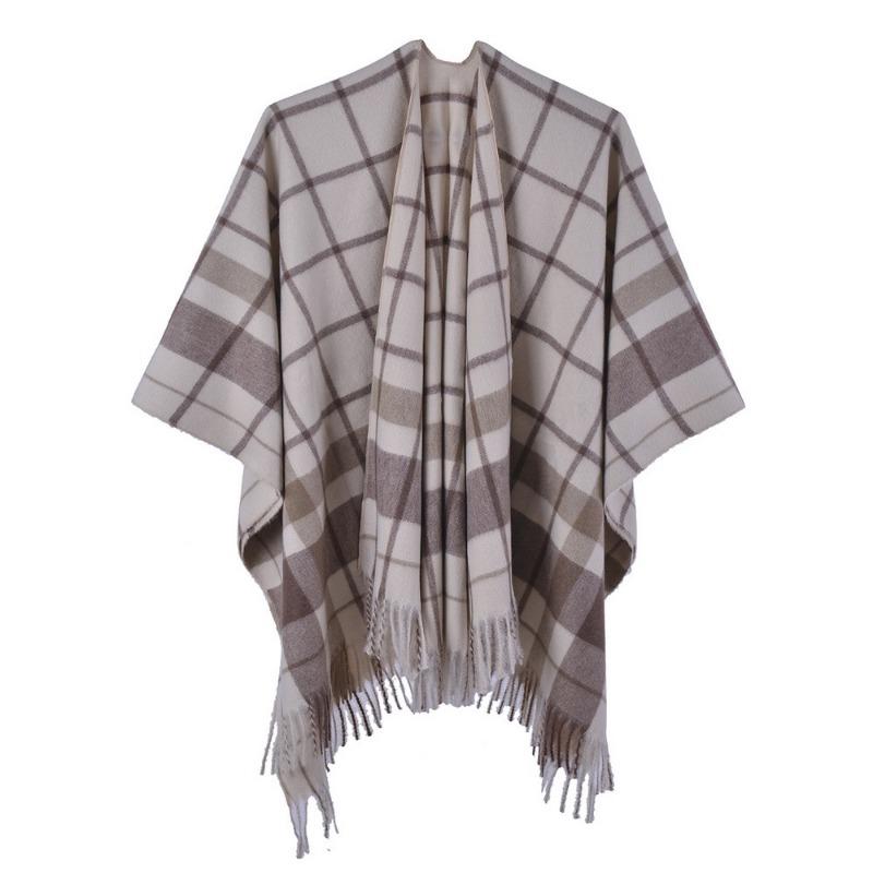 Plaid Scarf Shawl New Thorn Double-sided Can Be Worn Imitation Cashmere Split Shawl Summer Air-conditioned Room Nap Blanket