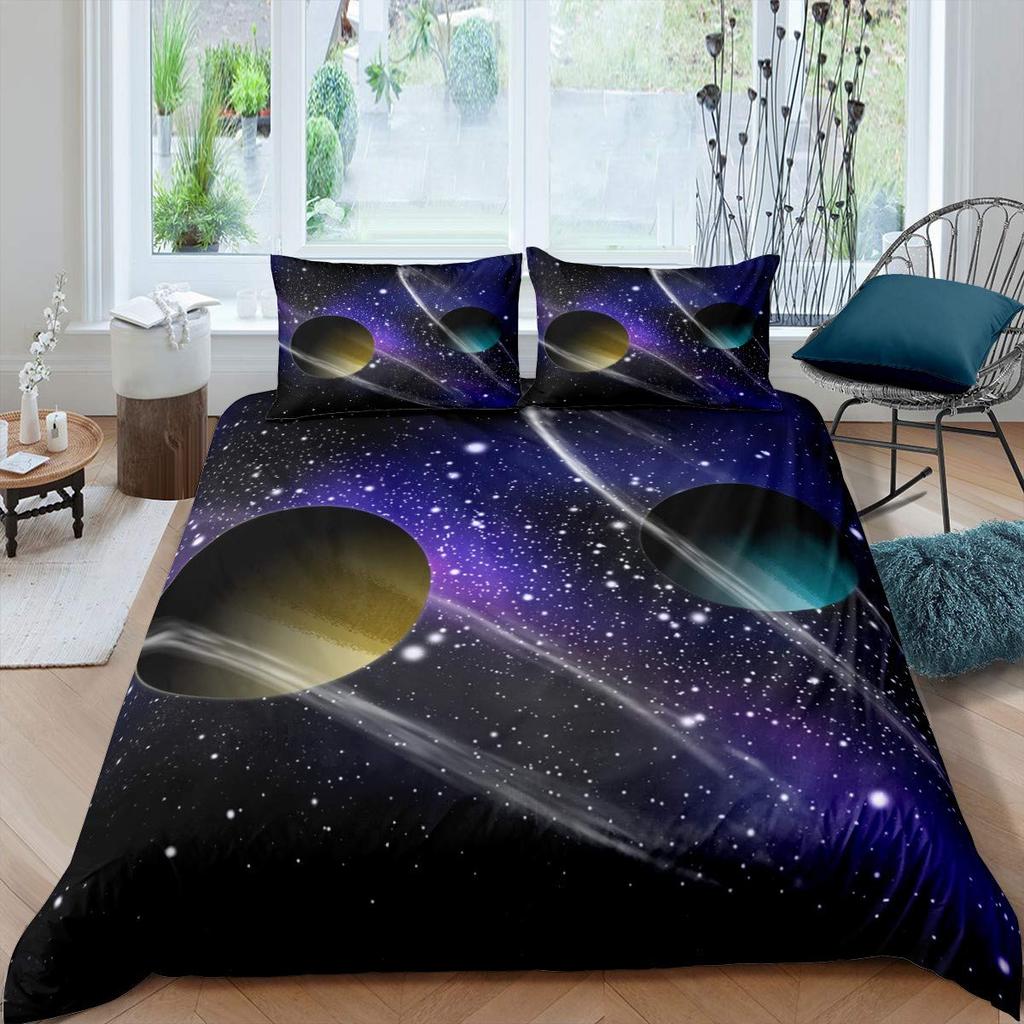 Galaxy Duvet Cover Set 3D Printed Space Themed Bedding Set Kid Boy Galaxy Series Universe Pattern Polyester Quilt Cover For Girl