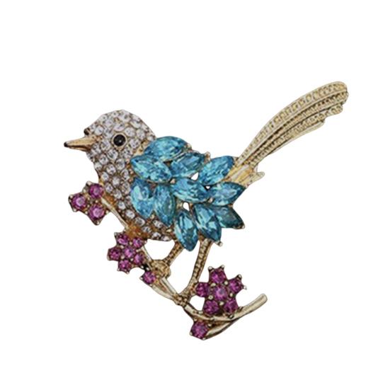 Chinese Style Brooch Pin Sparkling Rhinestones Magpies Bird Shape Lapel Pin Suit Coat Dress Jewelry Gift