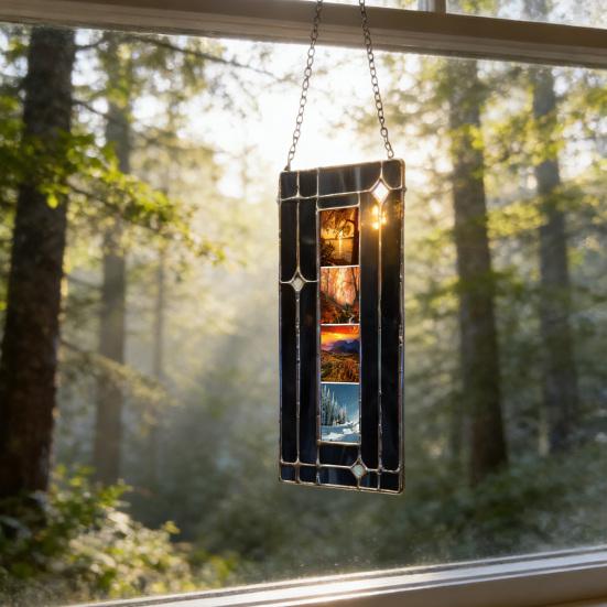 Рамка для фотобудки из витражного стекла ручной работы, винтажная вертикальная рамка для фотополоски на 4 фотографии, изготовленная вручную с использованием медной фольги, подарок на память