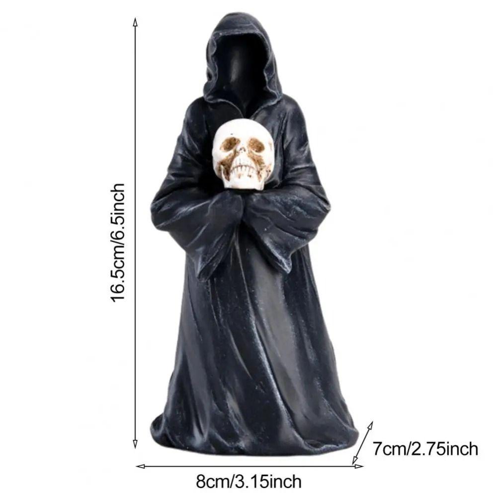 Spooky Halloween Small Ornaments Black Robe Faceless Ghost Grim Reaper Figurine Ornaments Resin Craft Gothic