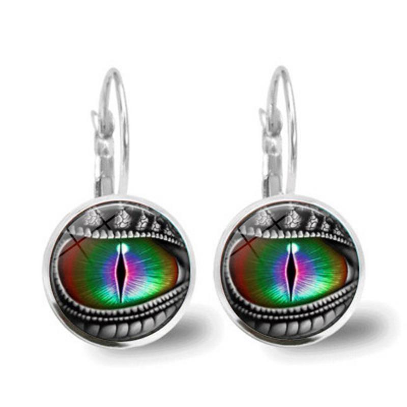 Серьги под латунь и серебро с изображением глаза дракона