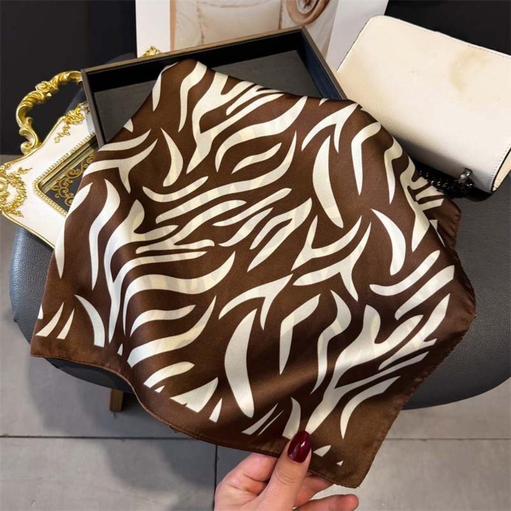 Breathable 90 CM Square Scarf Patterned Shawl Printed Silk Scarf Stripes Square Headscarf  Vacation