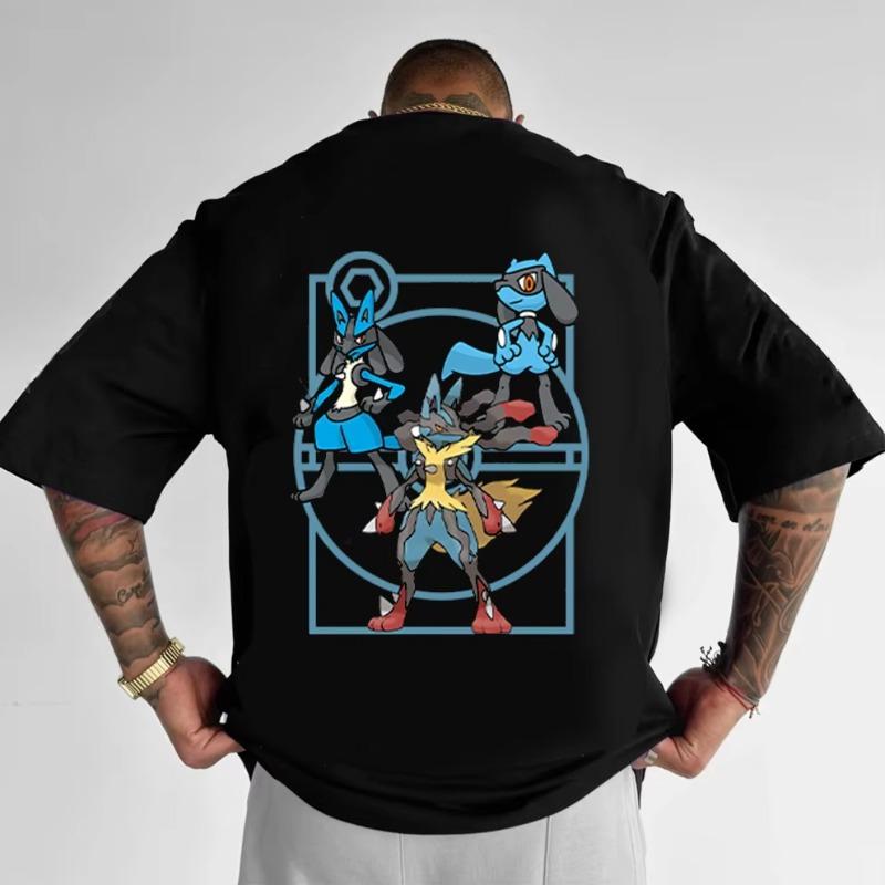 25 Summer Pokémon Anime Lucario Charizard Brand 100Pure Cotton Printed Tshirt Men Harajuku Versatile Shortsleeved Y2k Loose