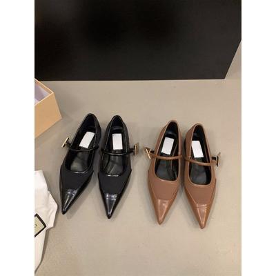 Туфли-лодочки на плоской подошве с черным острым носком, темпераментные, женские туфли 2024, новые весенне-осенние универсальные туфли Мэри Джейн во французском стиле для вечера