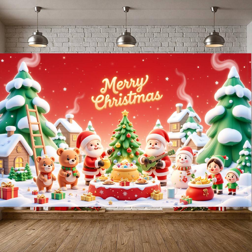 Christmas Decoration Banner Lightweight Material Merry Christmas Banner Christmas Banner Santa Claus Pattern For Home Decoration