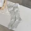 Gray Calf Socks Women'S Floral Dark Pattern Hollow Breathable Stacking Socks Spring And Summer Thin Vertical Pattern Fungus Edge Jk Cotton Socks