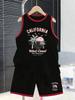 Boys’ California West Coast set. Retro sunset prints, breathable fabric, loose fit for daily wear.