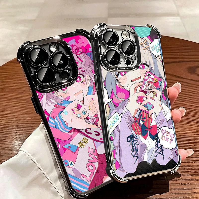 Аниме Кавайная Девушка Ins Стиль Покрытие Чехол для Телефона Для Iphone 16 17 Pro Max Air 16E 14 15 Plus 12 13 Mini Противоударный Подушка Безопасности Чехол