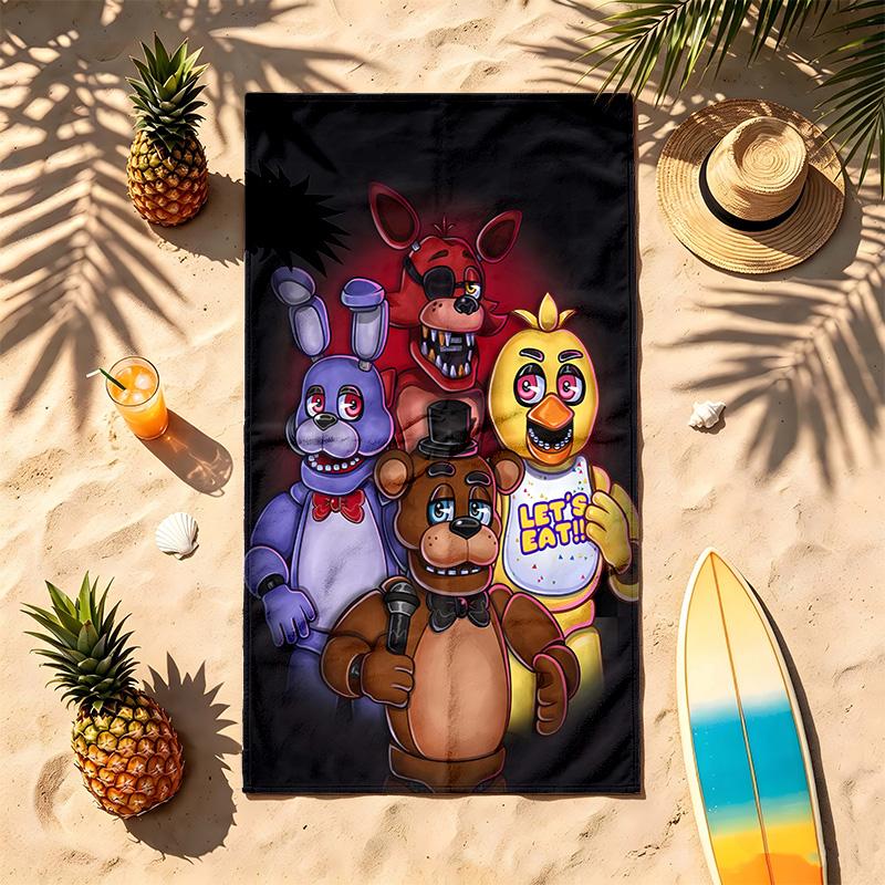 FNAF (1) Тема Полотенце для пляжа Устойчивое к песку Мягкое и удобное Подходит для бассейна, кемпинга, йоги и дайвинга Дорожное