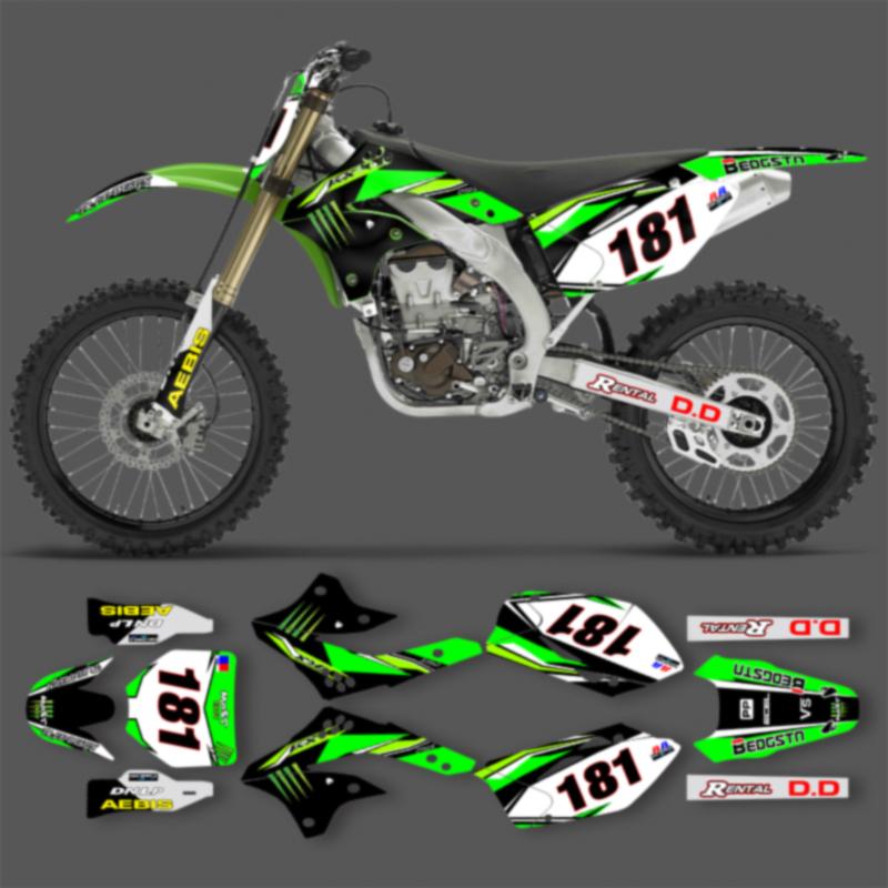 PowerZone Индивидуальные Командные Графические Фоны Наклейки Комплект Для Kawasaki KXF450 2006 2007 2008 KX450F Мотоцикла
