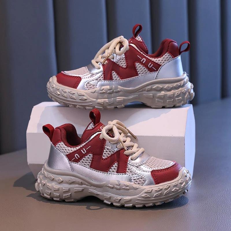 2024 Осень Новые Детские Кроссовки Девочки Модные Кроссовки Громоздкие Кроссовки Мальчики Дышащая Нескользящая Повседневная Обувь Мягкая Детская Прогулочная Обувь