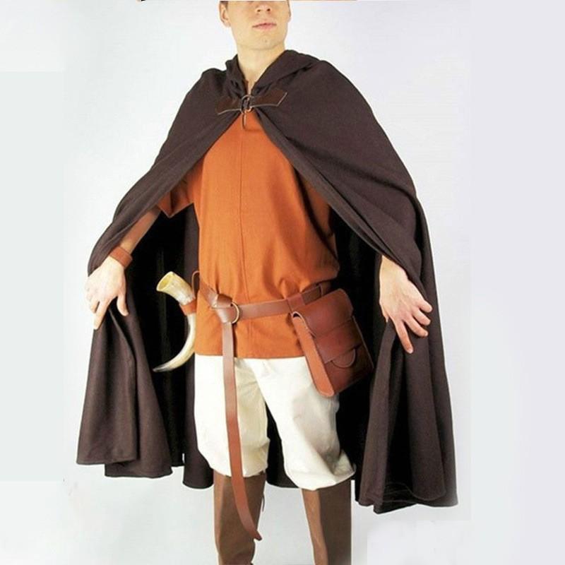 Halloween Hooded Cloak Medieval Pirate Robe Ranger Costume Men