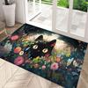 1 шт. очаровательный кухонный коврик с дизайном черной кошки и цветов, для спальни, гостиной, ковер с кристальным ворсом для украшения