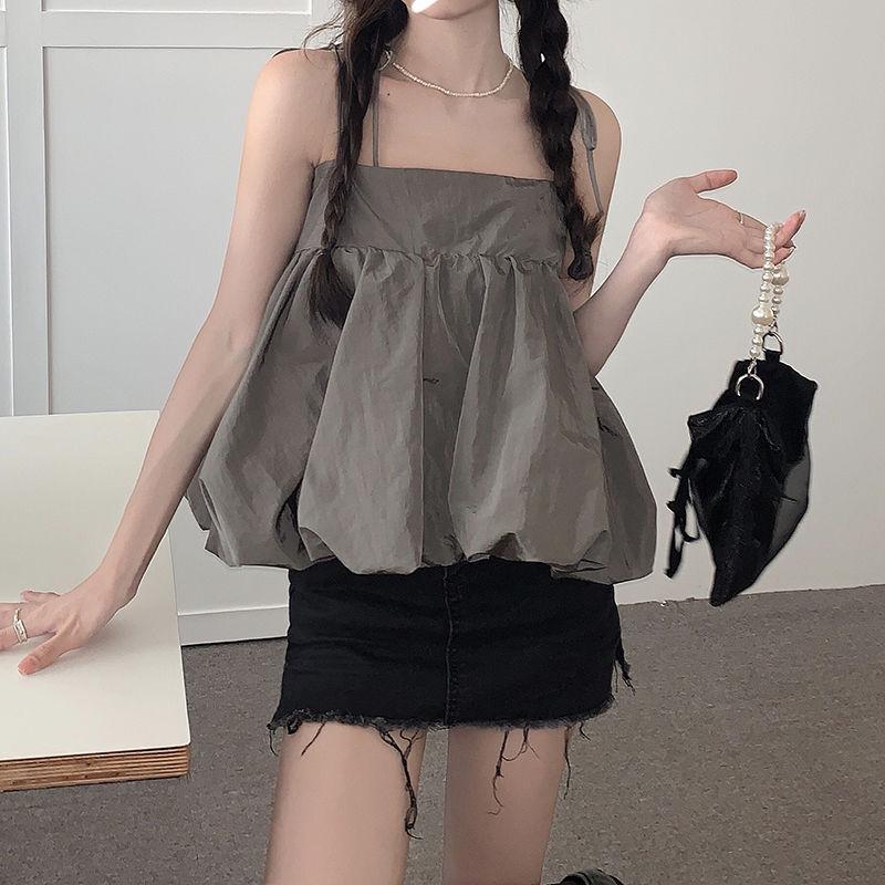Летние корейские свободные майки, женские белые повседневные шикарные французские сексуальные блузки, женская уличная дизайнерская сладкая одежда для вечеринок 2021