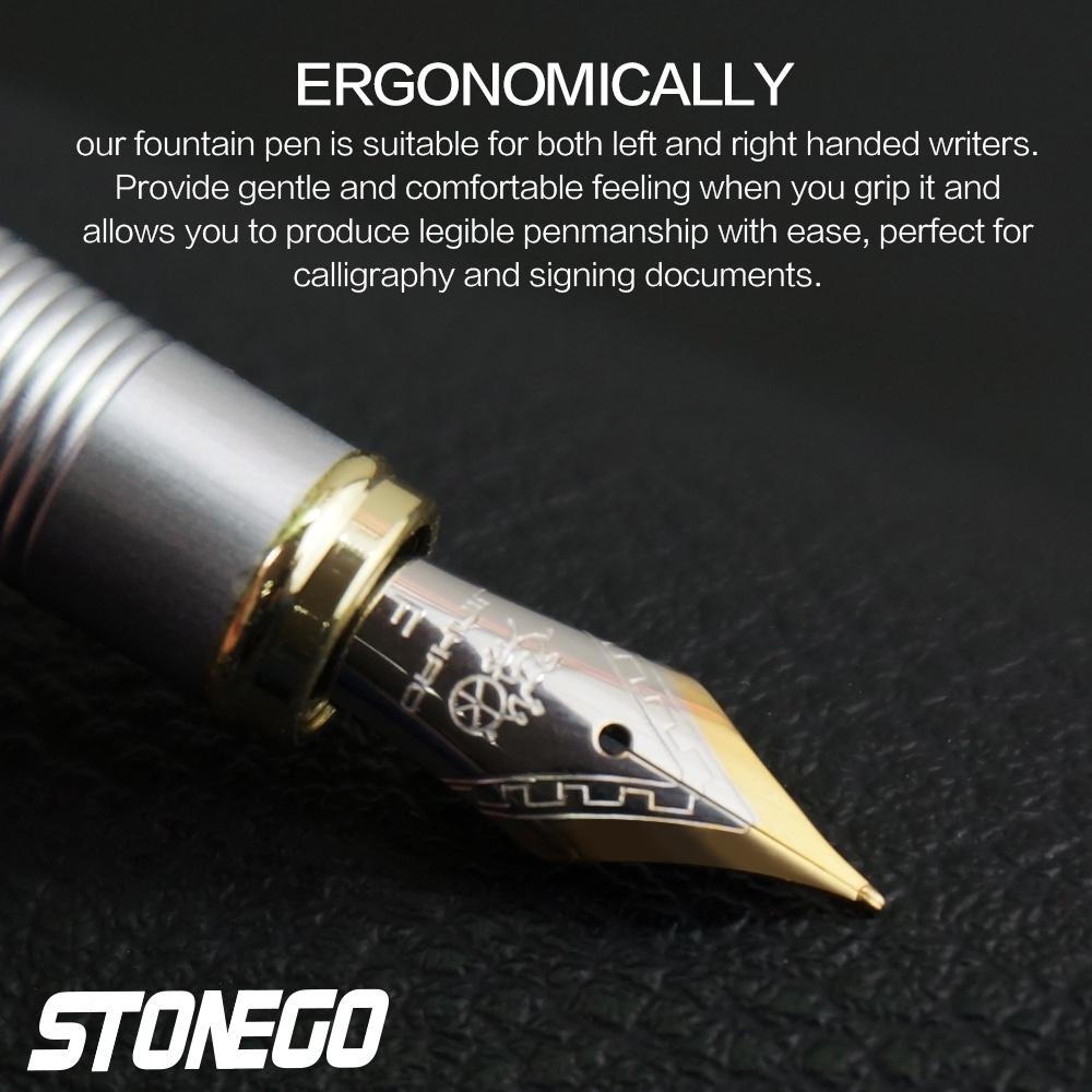 Роскошная Ретро Ручка-перо Stonego с Тонким Пером, Отделка Золотым Наконечником-стрелой, Плавное Письмо, Сменная Картриджная Ручка