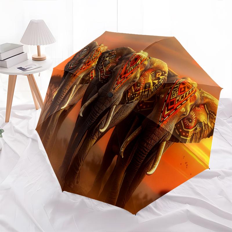 1 шт. Автоматический складной зонт - с рисунком слона, Портативный и складной дизайн с 8 спицами, Рождественские и Новогодние подарки