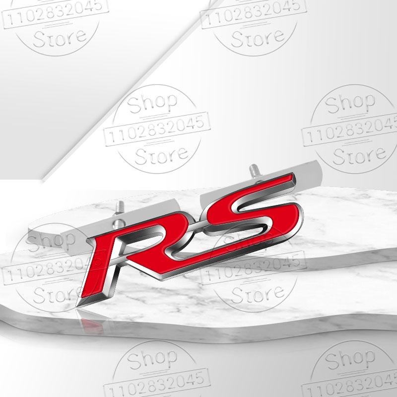 For Car Sport RS Sticker Acceessories 3d Metal RS Sticker Letters Logo Car Front Grille Rear Trunk Emblem Badge