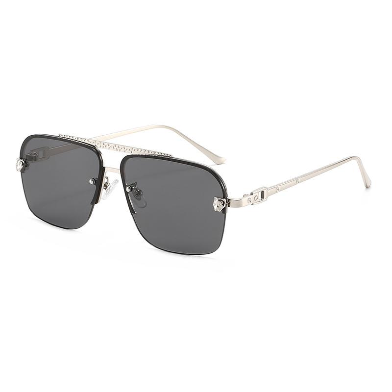 New sunglasses men's and women's big face thin square driving glasses UV protection trend half frame sunglasses