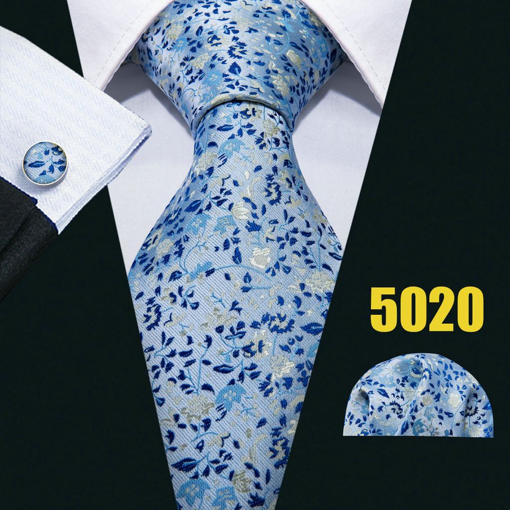 Barry.Wang Цветочные галстуки для мужчин, носовой платок, набор запонок, свадебный формальный набор галстуков