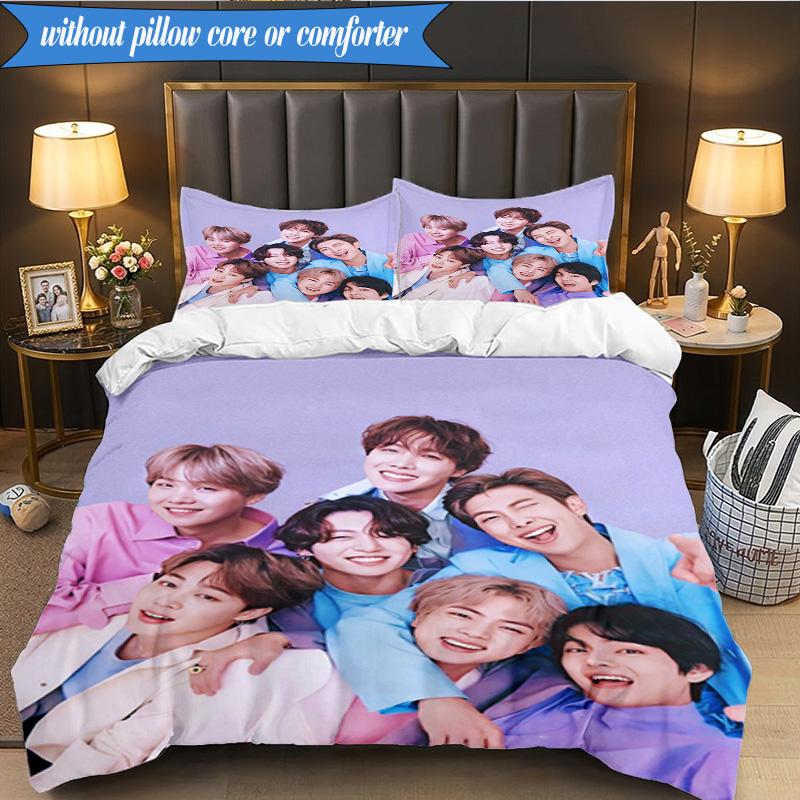 K-pop music group 3pcs K-pop music group Bedding set,Ideal for Bedroom, Dormitory,Including Duvet Cover And 2pcs Pillowcases,Fan gifts