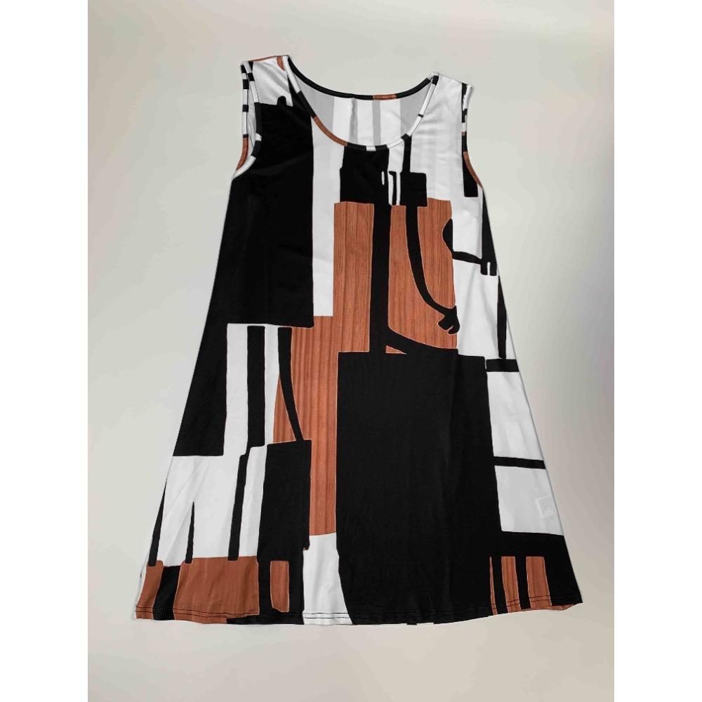 Женское элегантное облегающее платье-майка с геометрическим принтом, без рукавов, облегающее повседневное длинное платье, топ и юбка