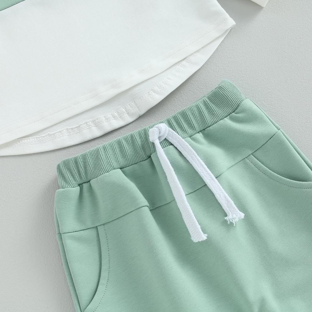 Toddler 2Pcs Fall Outfits 6M 12M 18M 24M 3Y 4Y 5Y Long Sleeve Contrast Color Sweatshirt and Pants Set Baby Clothes