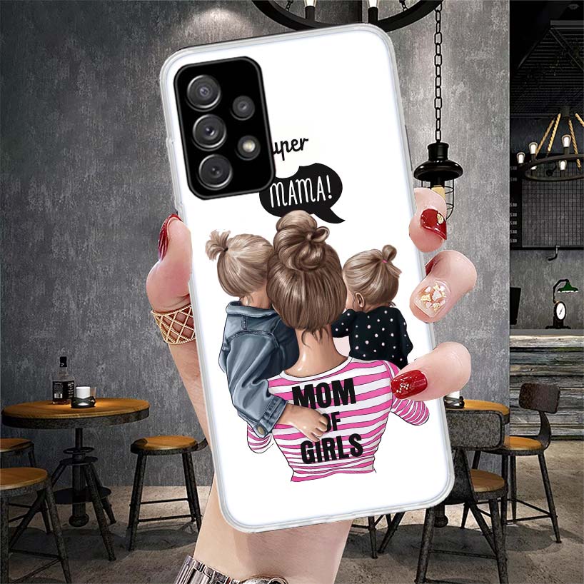 Baby Mom Girls Soft Phone Case For Samsung Galaxy A12 A22 A32 A52 A72 A02S A51 A50S A71 A70 A31 A20S Note 20 Ultra S10 A10S Gala