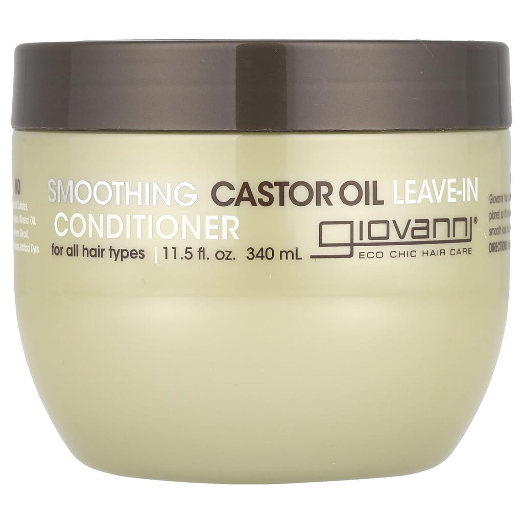 Giovanni Smoothing Castor Oil Leave-In Conditioner, for All Hair Types, 11.5 Fl Oz (340 Ml)
