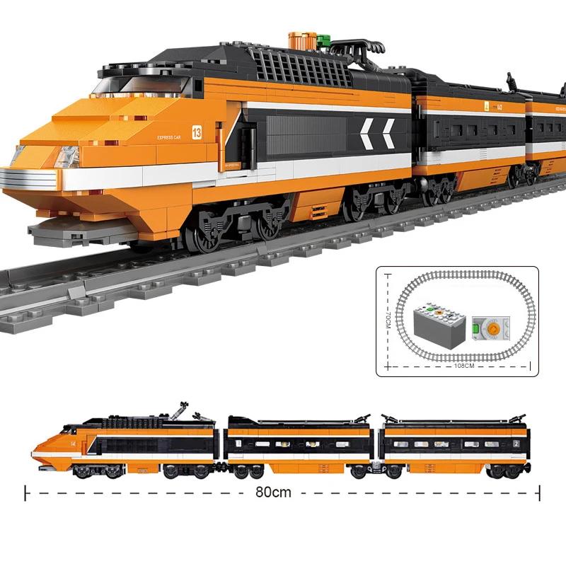 City Power Function High Speed Train Railway Express with Tracks Building Brick Block Model Boys Childrens Kids Educational Gift