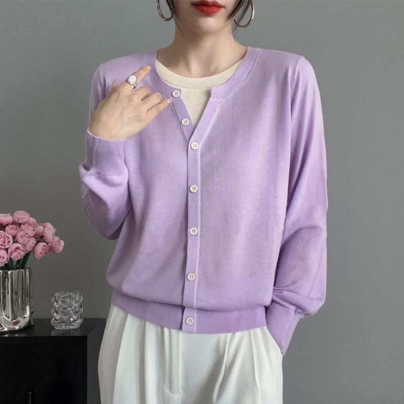 DAFIFY Women's Fashion Casual Fall Winter Solid Color Print Long Sleeve O-Neck Sweaters