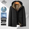 LAOYECHE Мужская хлопковая куртка средней длины с капюшоном и шелковым наполнителем