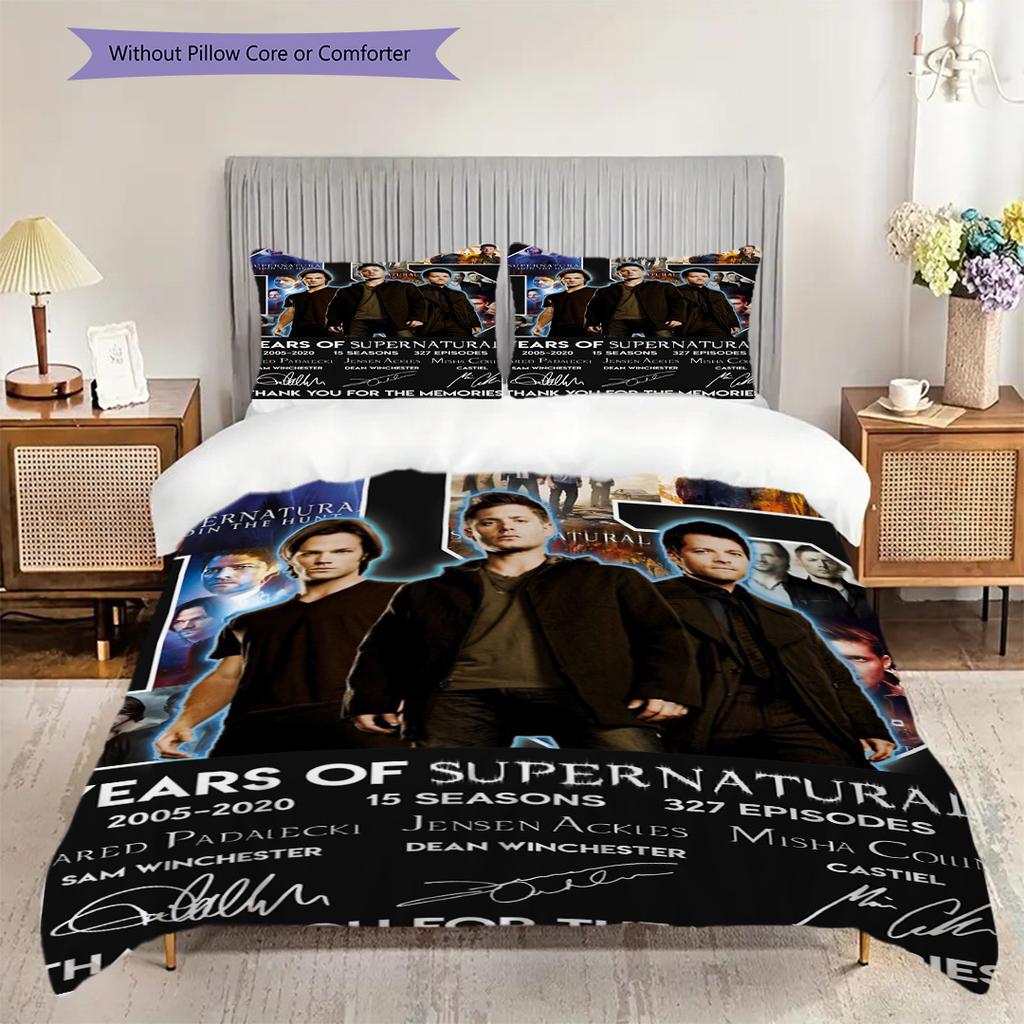 Supernatural Legacy Seasons Mystery Magic Three-piece set (1 * duvet cover + 2 * pillowcase, without core) 2D Flat Christmas birthday gift