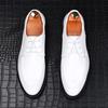 Fashion Fashion Men's Black White Lace Up Patent Leather Oxford Flats Casual Shoes Male Homecoming Wedding Dress Zapatillas Hombre