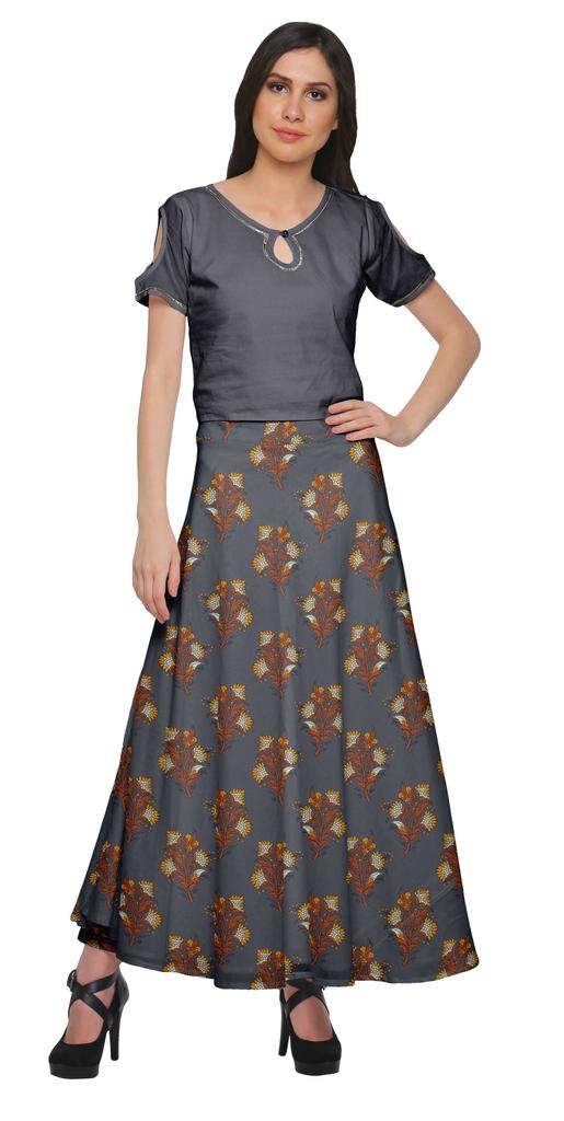 Moomaya Printed Maxi Skirt For Women Long Skirt For Girls Casual Wear