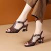 Soft Leather Sandals Women's Summer 2025 New Thick Heel with Roman Medium Heel with Skirt High Heel Sandals
